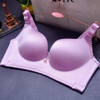 古今直销竖拉丝光面按摩珠无痕内衣舒适聚拢调整型nb无钢圈文胸 紫色