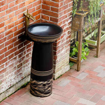 立式洗手盆户外立柱式一体落地工业立式风台柱盆陶瓷简易庭院洗脸盆