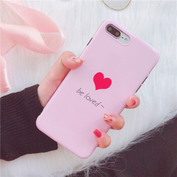 日韩时尚爱心苹果8x手机壳iphone7plus全包边6d防摔软胶保护套女 粉色