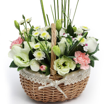 巧醇母节送花康乃馨勿忘我雏菊花篮鲜花速递同城花店北京合肥上 小