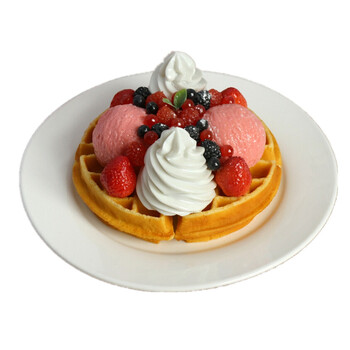 仿真食物模型 西餐假菜松饼吐司样版房摆件道具 莓果松饼