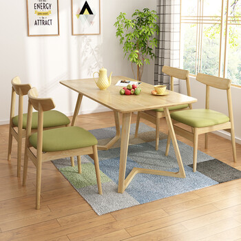 实木餐桌椅组合现代简约小户型4人6人吃饭桌子家用白橡木北欧餐桌 1.