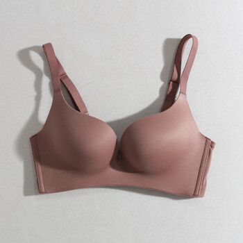 一片式无痕无钢圈聚拢调整型内衣文胸女 咖色(上衣) 38c(薄杯)