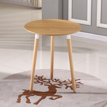 北欧书桌方小户型圆桌现代简约白色实木休闲洽谈餐桌椅组合 70木纹桌