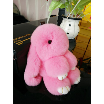 毛绒公仔情侣小兔子包包挂饰创意汽车钥匙扣男女韩国可爱 粉色18厘米