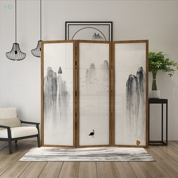 屏风隔断墙客厅玄关折叠移动实木装饰折屏水墨山水屏风可定制屏风 1扇