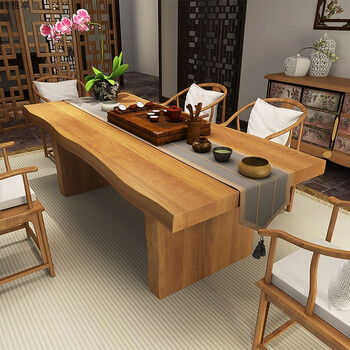 简易中式功夫茶桌椅组合现代简约创意茶几实木办公室大板茶台 座垫