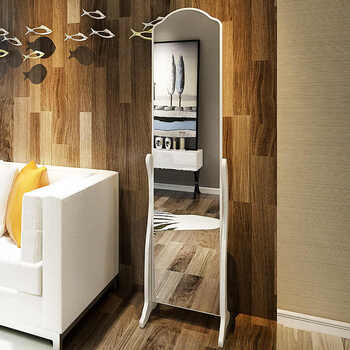 带镜子衣架壁挂镜子简约全身落地试衣穿衣镜支架镜带服装店鞋柜简约