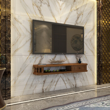 客厅背景墙挂墙电视柜卧室小户型壁挂电视柜挂式置物架 木纹款80cm 高