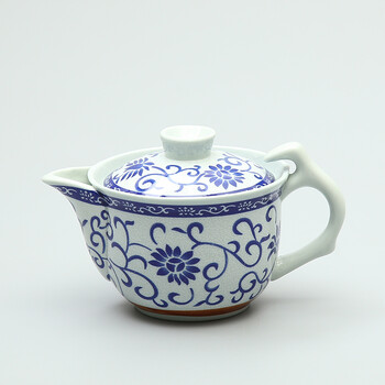 陶瓷小号茶壶功夫茶具复古青花瓷侧杯功夫泡茶器家用手柄小瓷壶 款式