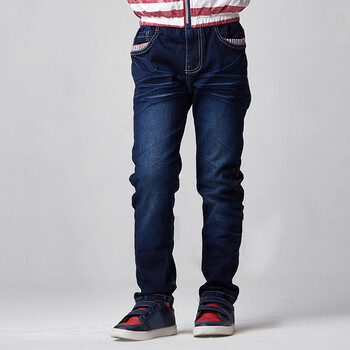 杰米熊2018春秋新款男童百搭牛仔裤 牛仔蓝 110