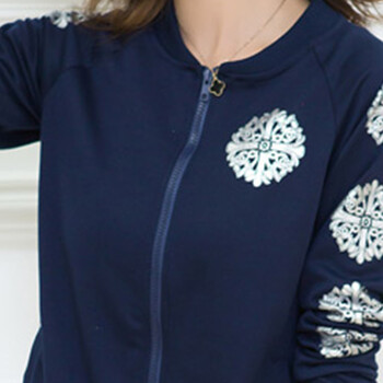 茧颜 2016春季女装休闲运动薄款三件套套装印花长袖卫衣女 Y996 640深蓝色 L