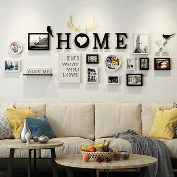 照片墙简约现代客厅大墙面尺寸挂墙创意相框墙沙发背景装饰相片墙