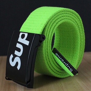 时尚潮流男生帆布腰带青年学生男士休闲编织皮带上新 绿色 sup 108cm