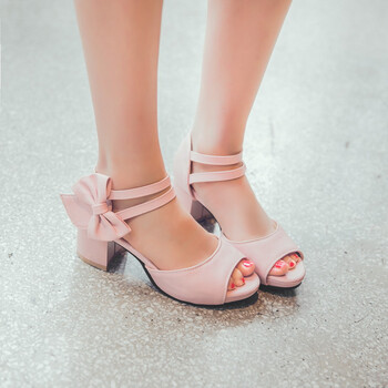 韩版儿童凉鞋2018夏季新款大童女童高跟鞋蝴蝶结小女孩鱼嘴公主鞋