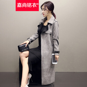 嘉尚铭衣2015秋装新款女装韩版女士气质中长款修身显瘦风衣女外套WT3311 灰色 M