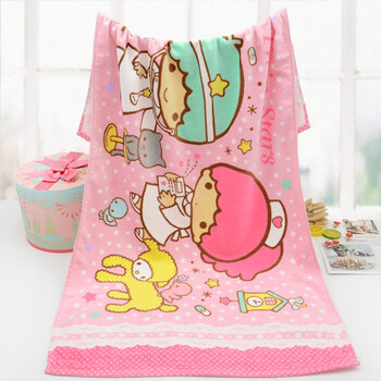 少女心加大纯棉卡通浴巾可爱儿童沙滩巾吸水 骑马双子星 152x76cm