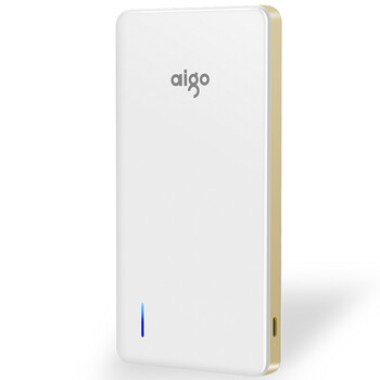 
                                        爱国者（aigo）N6充电宝移动电源超薄便携10000毫安聚合物电芯适用于苹果小米 LED强光手电 白色金边                