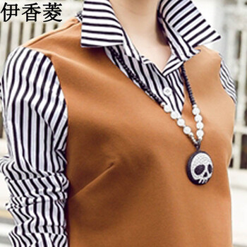 伊香菱2015秋装女装新款韩版修身中长款假两件翻领上衣 Y8360 驼色 XXL