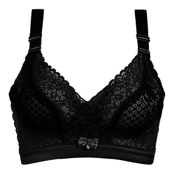 直立棉无钢圈胸罩聚拢性感蕾丝少女内衣女士调整型文胸 黑色 80b