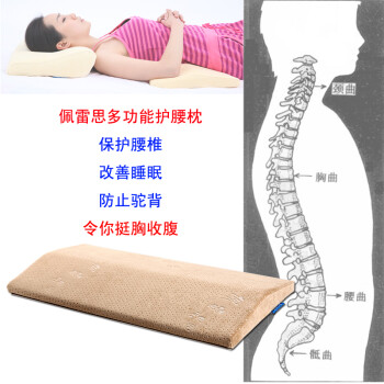 佩雷思腰枕 记忆棉腰椎理疗护腰靠垫 睡眠腰枕腰垫 厚款--咖色 60cm