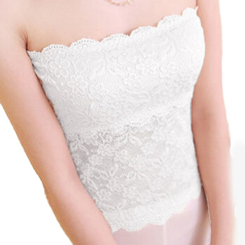 女抹胸吊带裹胸性感蕾丝肩带可拆卸围胸 白色 m