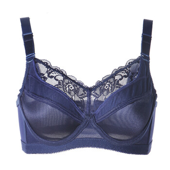 鑫淼夏季大码胖mm款文胸大胸显小光面牛奶丝无海绵胸罩无痕内衣女 深