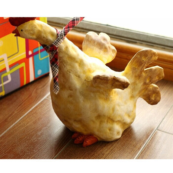 田园美式风格大号五彩树脂胖鸡装饰摆件工艺品家居饰品摆设 黄鸡公鸡