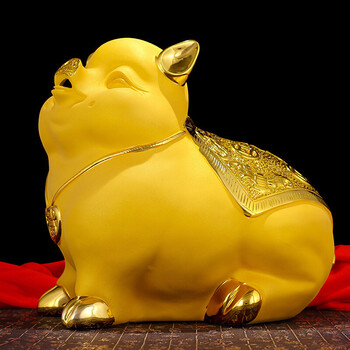 沙金大富贵猪摆件招财生肖金猪存钱罐可爱创意现代家居客厅装饰品 约