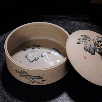
                                        云品家居YP 茶叶罐 大号 储存普洱饼散装茶罐子老岩泥汝窑紫砂茶盒茶洗醒茶器 YP-清荷普洱茶叶罐ZT                
