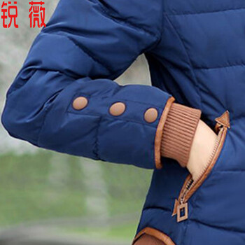 锐薇2016春季新款短外套女修身显瘦加厚羽绒棉服女W208 藏蓝色 L
