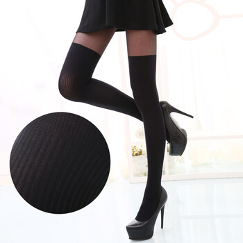 日系假高筒袜春秋显瘦假大腿连裤袜假长筒过膝打底袜子女拼接丝袜 上