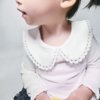 6个月1-2-3岁女童宝宝长袖t恤纯棉白色打底衫女婴儿春秋薄款上衣 翠