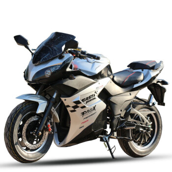 趴赛公路赛街车电瓶车摩托大跑车成人两轮摩托车越野电动车街跑银白色