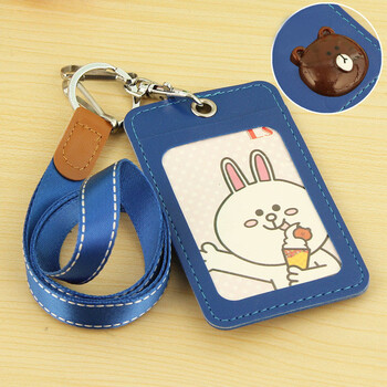 工作证公交学生员工作牌门禁卡厂牌卡通可爱挂绳胸卡证件卡套 蓝色