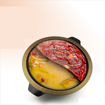 冠兴 重庆回纹串串九宫格鸳鸯锅子母老火锅不沾铸铁珐琅平底锅熟铁锅