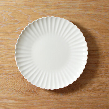 firbach 新骨瓷陶瓷西餐盘甜心水果盘 北欧风格西餐菊花点心盘子 白色