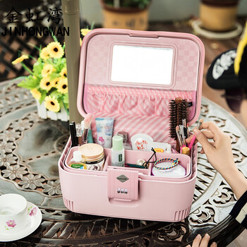 化妆箱少女粉色学生化妆箱小清新行李箱同款14寸 玫瑰粉