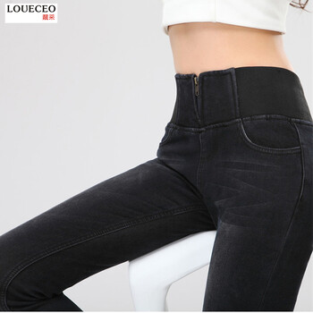 LOUECEO2016秋冬好品质加绒显瘦休闲裤女外穿弹力打底裤小脚裤配送皮带 黑色 M