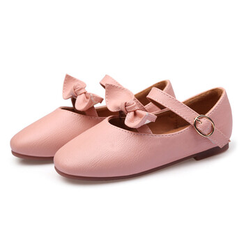 软皮舒适可爱蝴蝶结公主鞋休闲儿童小皮鞋 粉色 25