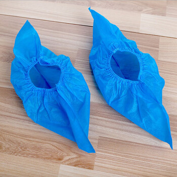 200只多规格一次性无纺布鞋套防尘滑室内机房学生脚套加厚 深蓝色100