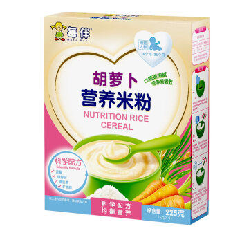 每伴米粉婴幼儿营养辅食AD高铁胡萝卜(6个月-36个月宝宝适用）225g/盒