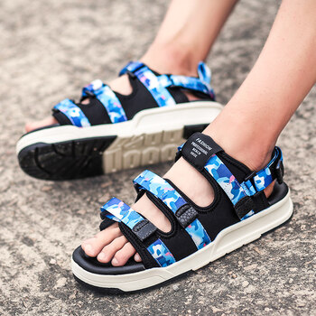 夏天13青少年凉鞋男孩软底初中学生12中大童沙滩鞋10男童15岁 蓝色 40