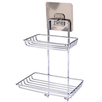 强力粘贴式不锈钢双层皂架壁挂多层肥皂盒卫生间免打孔香皂架子 不