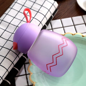 幸运鸟感温变色玻璃杯女学生便携随手杯创意可爱迷你耐热水瓶 紫色