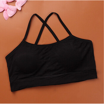 小背心文胸中大童学生内衣12女孩13纯棉发育期儿童14抹胸15岁 804黑色