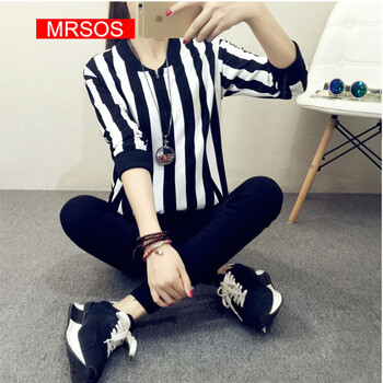 MRSOS 2015秋季新款韩版亲子装母女款薇之衣品牌女装棒球服短外套 黑色 S