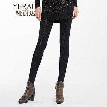 娅丽达（YERAD）2015加绒裤女弹力美腿裤 保暖显瘦外穿加绒防勾丝脚踩打底裤N3202 黑色(A0) 均码