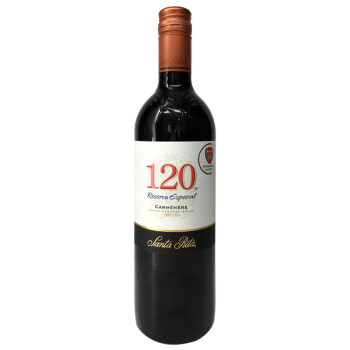 圣丽塔 120系列佳美娜干红葡萄酒 750ml 单瓶装 智利进口红酒