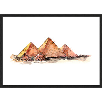 建筑挂画床头画 客厅背景墙装饰画卧室抽象画 黑色实木画框 埃及